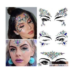 Sourcil Bijoux Mode Sourcil Visage Bijoux Brillant Acrylique Résine Diamant Autocollants Tatouage Temporaire Partie Décoratif Corps Autocollant Dro Dhw4G