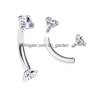 Bijoux Sourcil Tragus Boucle D'oreille Fil Intérieur Zircon Cubique En Acier Inoxydable Courbé Barbell Piercing Anneau Corps Drop Delivery Dhgarden Dh1Ul