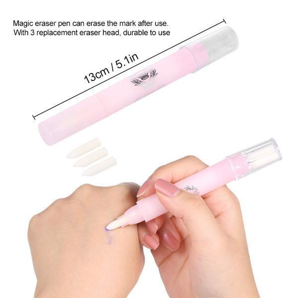 Pauc de marqueur cutané à tatouage des sourcils avec mesure de la règle du papier de mesure Magic Eraser Remover Brush Pen permanent Makeup Tattoo Tattoo Outil de sourcils