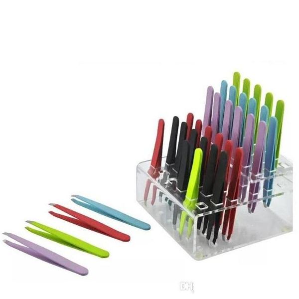 Outils à sourcils Pochoirs 24 pcs Colorf en acier inoxydable pointe inclinée pince à épiler épilation livraison directe accessoire de maquillage de santé Dhqcq