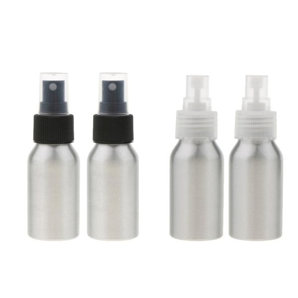 Herramientas para cejas Plantillas Mini botellas de spray de aluminio de 40 ml; Botellas de atomizador de niebla fina de agua (paquete de 2), plata, viaje