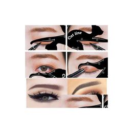 Herramientas para cejas Plantillas Fácil Sombra de ojos Delineador de ojos Maquillaje Cat Stencil Kit Plantilla de tarjeta de maquillaje Drop Delivery Health Beauty Accessorie Dhtyi