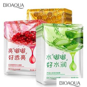 Herramientas para cejas Plantillas Epacket Bioaqua 12 tipos Squeeze Máscara Hoja Hidratante Tratamiento de la piel facial Control de aceite Peelings faciales Sk Dhuqw