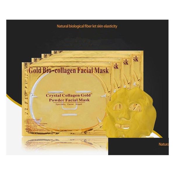 Herramientas para cejas Plantillas Máscara facial Gold Bio Collagen Mud Face Sheet Masks Golden Crystal Powder Hidratante Cuidado de la piel Más suave Beau Dhut7