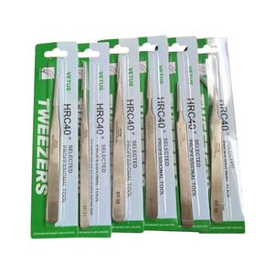 Herramientas para cejas Plantillas Venta al por mayor Par de pinzas de acero inoxidable Kit de maquillaje profesional Extensión de pestañas de injerto recto y curvo Dh14F