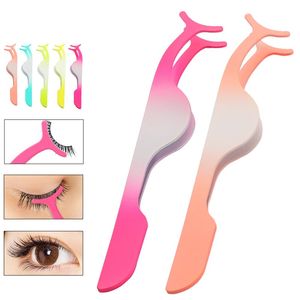 Pince à épiler à sourcils Bigoudi Acier teinté Pointe inclinée Pince à épiler le visage Cils Tondeuse à sourcils Applicateur cosmétique pour outils de maquillage de beauté