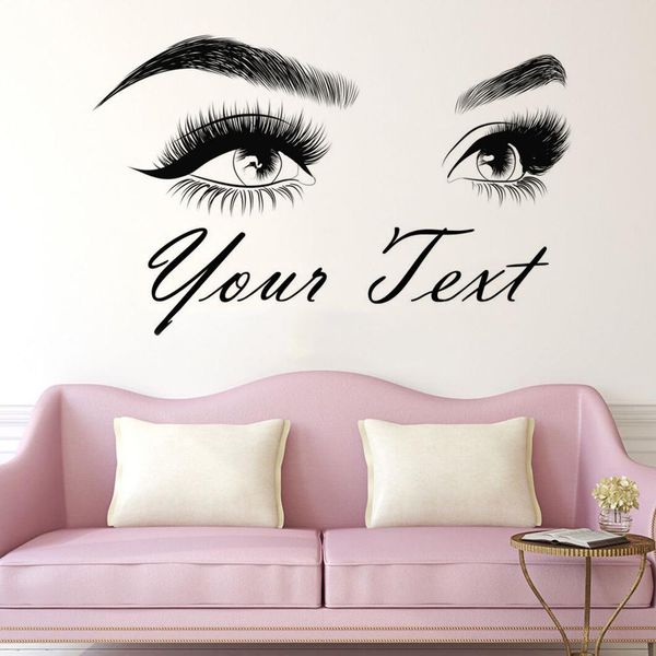 Sticker mural sourcils Make Up Beauty Salon décoration de la maison texte personnalisé cils sticker mural cils sourcils autocollant personnalisé HY05 201106