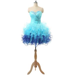 Eycatching court 8e année Graduation Homecoming Robes de bal Sweetheart Ruffles Ruffles Organza Mini Junior Cheap Club Party D3930451