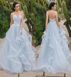 Eycatching Silver Blue Ball Robes de soirée Robes Sweetheart Preted Tulle Tiered Jupe Corset Robes Robe Formelle Sweet 163279107