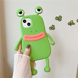 Couverture en silicone grenouille en 3D Big Big Frog Eyed adaptée à l'Apple iPhone 15 Max Case de téléphone 14 Pro