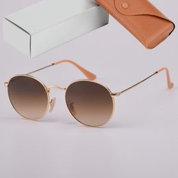 Gafas De Sol clásicas Retro redondas lentes De cristal reales para mujeres hombres señoras Gafas Oculos Lunette De Soleil Femme