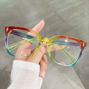 Eyeglass Frame Fashion Gradient Square Optical Antiblue Glasses Women Vintage Summer Rainbow Eyeglasses Female Spectacles 230628