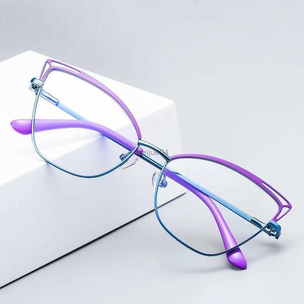 Monture de lunettes Gmei Design lumière bleue bloquant les femmes oeil de chat lunettes en métal cadre femme Anti radioprotection montures de lunettes 3038