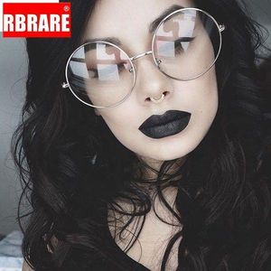 Eyeglass Frame RBRARE Oversized Round Glasses Silver Metal Vintage Sexy Circle Brand Designer Huge Big Nerd Eyeglasses Women 230628