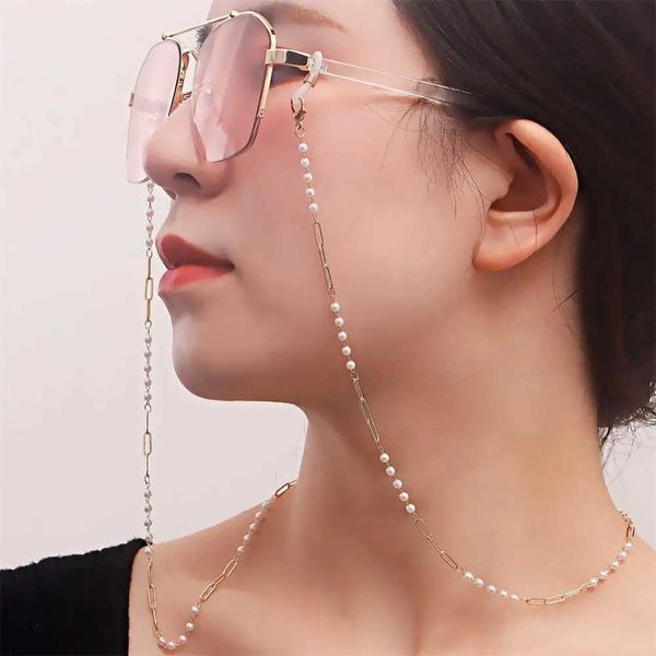 Cadenas de anteojos 2 piezas de cuentas de perlas Cadenas de vidrio estrellas de grava gafas de sol
