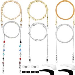 Eyeglasses chains 6 pièces lunettes sangle lanière antidérapant cercle chaîne de lunettes ensemble extérieur quotidien adulte avec crochet lunettes universel ajustement décoration 231204