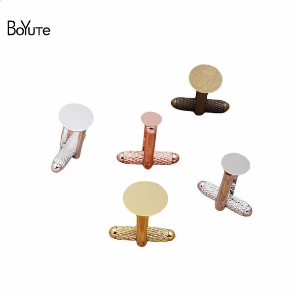 Chaînes de lunettes BoYuTe 20 piècesLot métal laiton français boutons de manchette avec 681012MM Base plate bricolage boutons de manchette ébauches bijoux faits à la main accessoires 231214