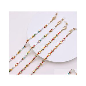 Cadenas de anteojos Colorf Beads Pearl Heart Gafas Cordón de cadena para mujeres Gafas de sol Geométrica Correa para el cuello Joyería Entrega de gota Fas Dhfmr
