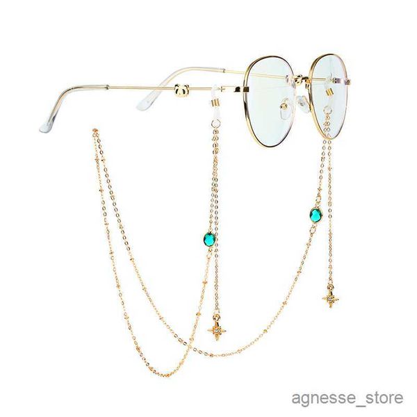 Cadenas de anteojos Cadena de anteojos de vidrio colorido con colgante de metal con cuentas Mujeres Gafas de sol Accesorio Collar Máscara de regalo Cuerda colgante R230530