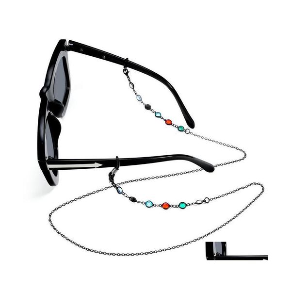 Chaînes de lunettes de mode lunettes de cristal chaîne de sangle de cou pour femmes lunettes de soleil perlées sangles de lanière cordon couleur or métal goutte Del Ottdn