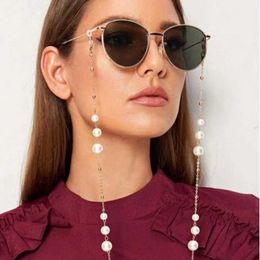 Cadenas de anteojos cadenas de sol de sol en cadena de perlas con cuentas de perlas con tiburón de cordero corbata de sile collar de mujeres afuera accesorio casual