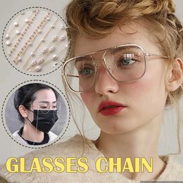 Couches de lunettes de lunettes de soleil en métal vintage avec des lunettes de soleil en dentelle Collier de chaîne pour femmes de la mode de perle