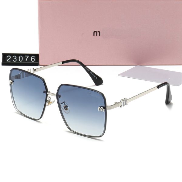 Gafas de sol de gafas de sol de gafas de sol mui para el diseñador m medio marco de moda mujeres sin marco de gafas de gafas versátiles versátiles con bo sexo