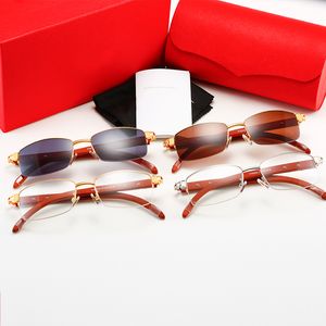 brillen met bril zonnebrillen Designers Heren Designer Zonnebril Goudzilver metalen houten benen Bruine Lens Originele rode kast Occhiali da Sole Sun Glazen