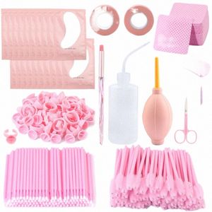 Ensemble de fournitures d'extension pour les yeux, anneaux de colle, microbrosse, patchs pour les yeux, ruban L, miroir de contrôle, ciseaux, brosse de nettoyage, outils de maquillage 534N #