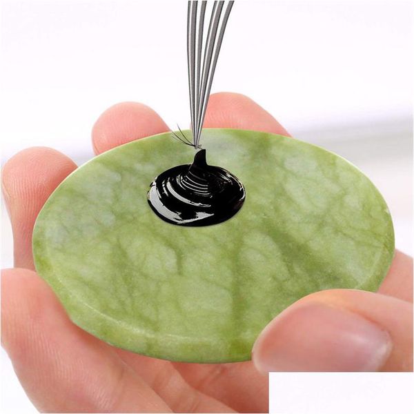 Adhesivos para pestañas, soporte de piedra de Jade, pegamento para pestañas, palé adhesivo, herramienta de injerto de extensión de maquillaje, envío directo, salud, belleza, T Dhrou