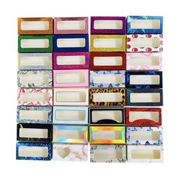 Wimperbox met venster hart glitter valse wimper verpakking doos herbruikbare papier wimper opslag box wash case voor vrouwen