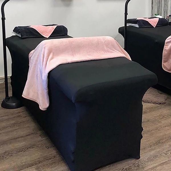 Sábana de cubierta de cama de extensión de pestañas, Sábana ajustable de LICRA elástica para salón, Spa, mesa de masaje, cubierta lavable rosa, blanco y negro 240123