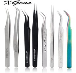 Extensión de pestañas Tweezers Volumen Pestras de acero inoxidable Tweeze de pestañas no magnéticas Herramientas de maquillaje profesional66644002