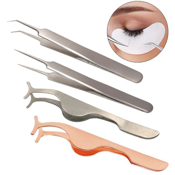 Application de faux cils Pince à épiler Bigoudis Acier inoxydable antistatique Applicateur multi-styles Pince à bigoudi Pince à épiler Coloris Outil auxiliaire de maquillage Lady Tweezer