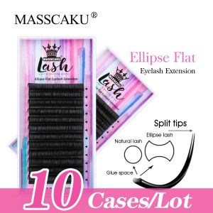 Cils 10 cas/lot vente chaude Masscaku Super doux plat Ellipse Extensions de cils cachemire cils plats faux cils individuels