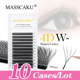 Cils 10Case / Lot Masscaku Super Soft 12lines 3d W Extension individuelle de cils confortable Volume de pré-volume préfabriqué W