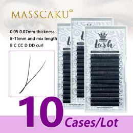 Cils 10 cas/lot MASSCAKU vente en gros 0.07 épaisseur premium en forme de Y corée doux cils individuels faux vison cils plateaux 815mm longueur