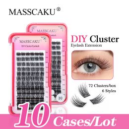 Eyelashes 10 Cases/Lot Masscaku Efecto 3D Volumen ruso Diy Dovetail Segmented Eyelash Extensión de pestañas Premáticas Falsas Pestañas individuales