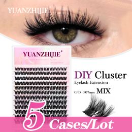 Cils 5 cases / lot yuanzhijie segment diy lashs plus brillant cheveux plus légers faux maquillage 3d effet à la maison multi-styles cilias easygrafting