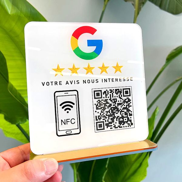 Les cils personnalisent Google Review QR Code Signe NFC Plaque de médias sociaux Barb Decoration de l'atelier de nails de cils