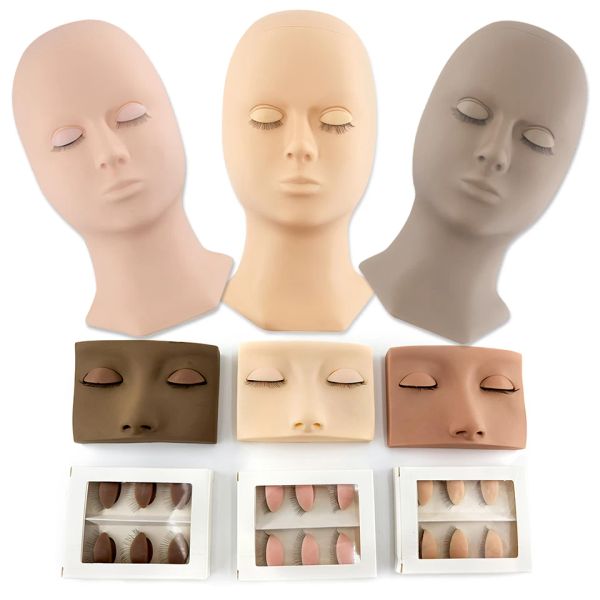 Cils kit d'entraînement d'extension de cils en silicone modèle mannequin têtes amovibles pour paupière cosmétique facette de maquillage de pratique débutante