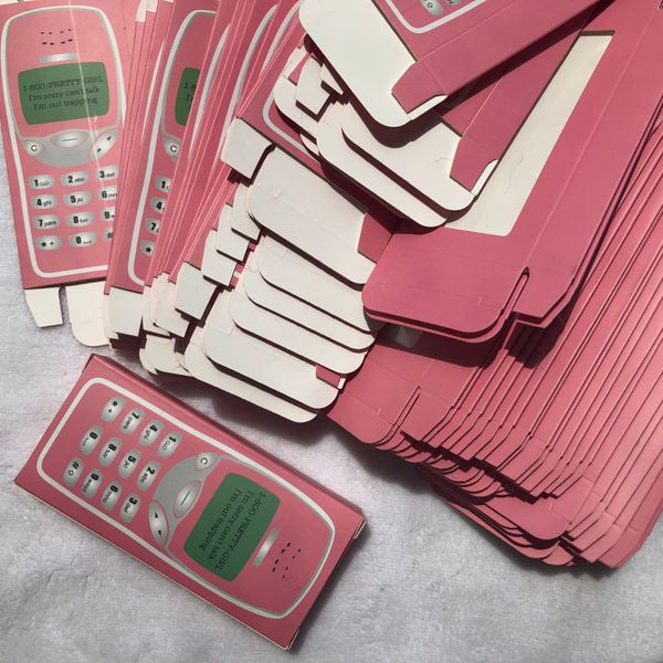 Pestañas pestañas tarjeta rectangular sin bandeja Caja de embalaje de pestañas Un par de paquetes Teléfono móvil con dorso rosa