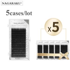 Cils nagaraku 5 caisses lot n / l / lc / ld extension de cils cils individuels maquillage des cils de haute qualité super doux