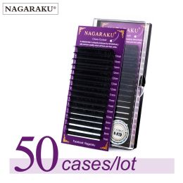 Eyelashes Nagaraku Classic Eyelashes Maquiagem Mink Eyelashes 50 Casos/Lote 16 Filas Pestañas individuales Soft Natural Premium Mink Pests