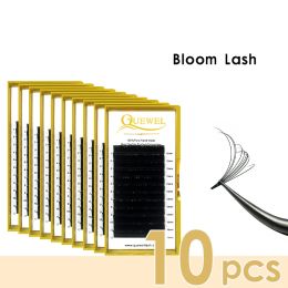 Les cils sont des cils 10 cas Easy Fanning Extension de cils fleurissant les cils épais volume de coups rapides ventilateurs de soie faux cils outils en gros en gros