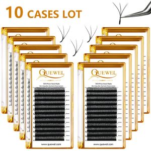 Pestañas Quewel 10 piezas 3D W Forma Volumen prefabricado Lash W Estilo Faux Mink Extensiones de pestañas postizas Suave Natural Fácil Denso Etiqueta privada