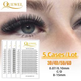 Cils Quewel cils 5 étuis/lot ventilateurs de Volume préfabriqués tige courte 3d/4d/5d/6d Extension de cils 815mm longueur maquillage des yeux cils Premium