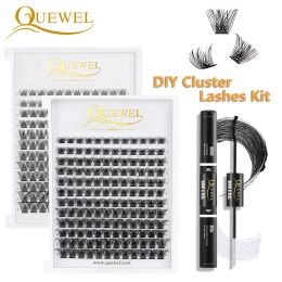 Pestañas Quewel Lashes Kit 144pcs Cluster Lashes Home DIY Lash Extension 816mix con unión de larga duración y pegamento para pestañas sellado impermeable