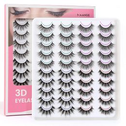 Cils doux 20 paires réutilisables 3D Faux cils de vison faits à la main mélangés 4 Styles aspect naturel dramatique moelleux vaporeux ensemble Multipack