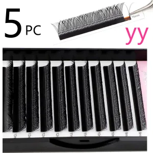 Wimpers TDANCE 5 trays YY-vorm Wimpers met twee tips C/D Handgeweven Premium Individuele Zachte Mink Wimperverlenging Make-up Mesh Net Cross Lash